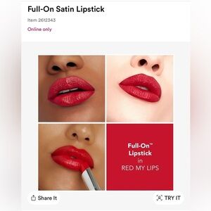 NIB Buxom Full-On Plumping Lipstick, Satin, Red My Lips